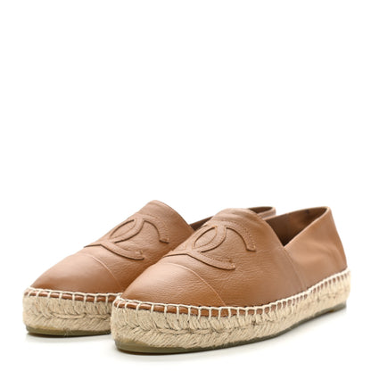 Chanel Calfskin CC Espadrilles 36 Light Brown 3 of 11