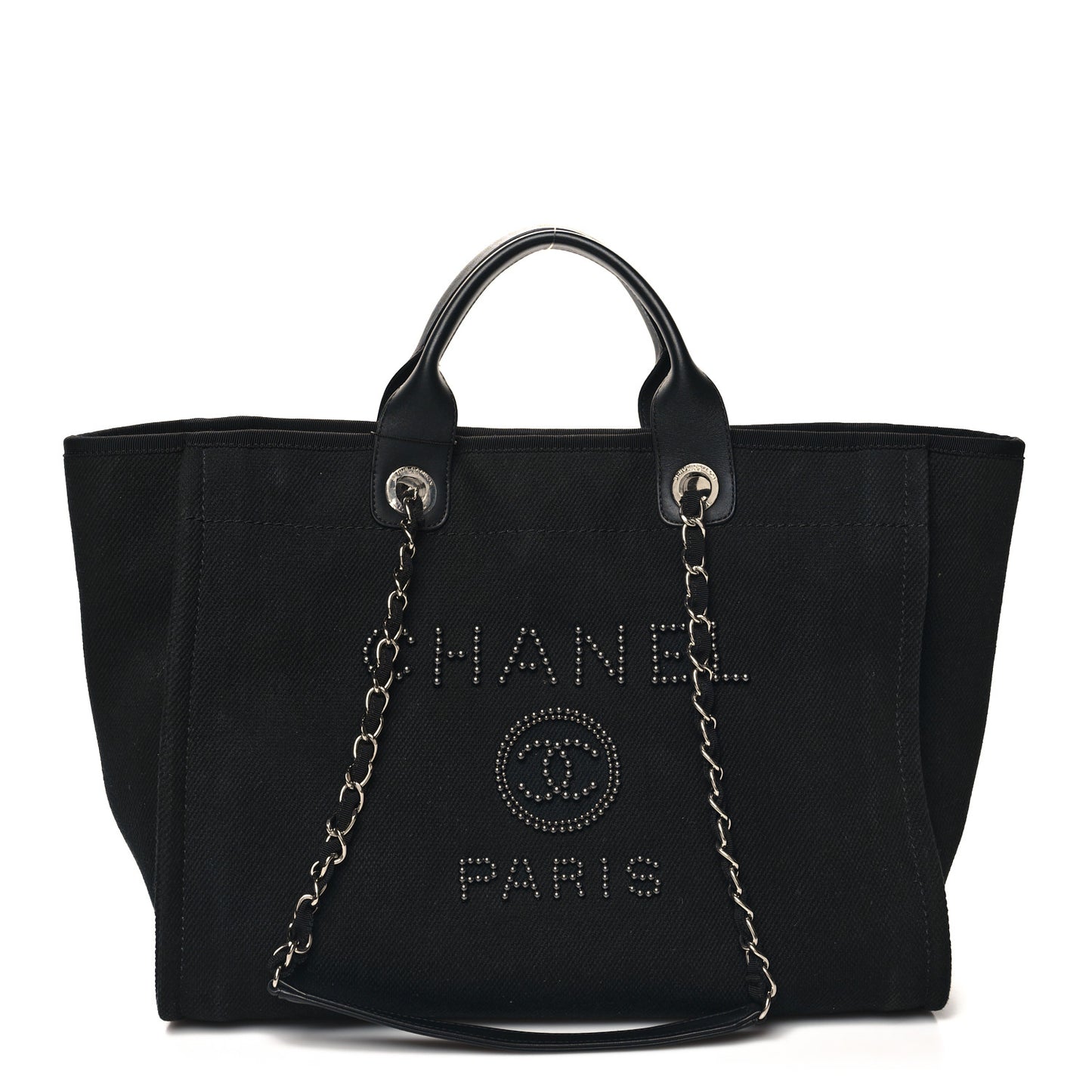 Canvas Pearl Medium Deauville Tote Black