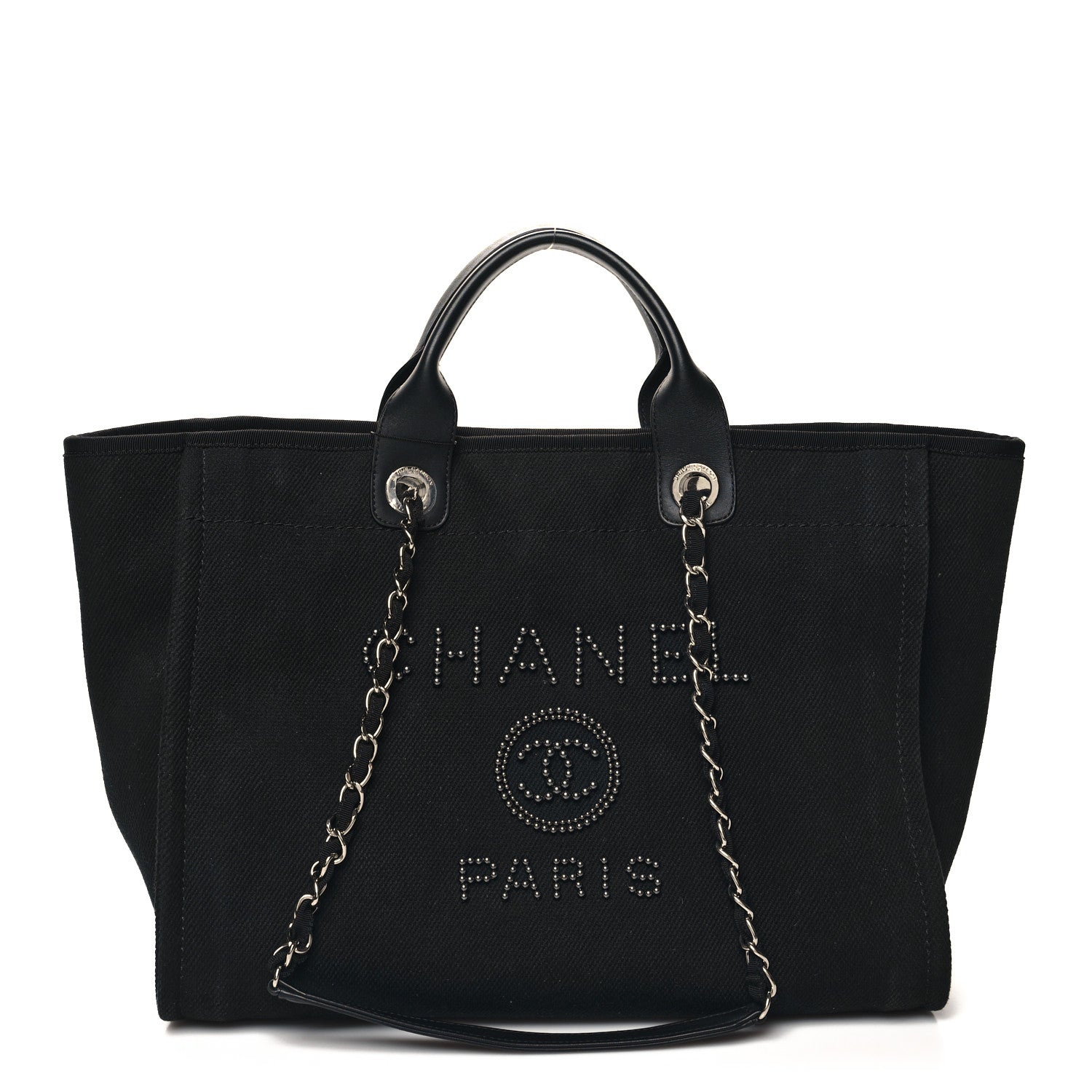 Chanel Canvas Pearl Medium Deauville Tote Black 1 of 10