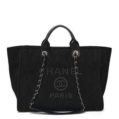 Chanel Canvas Pearl Medium Deauville Tote Black 1 of 10