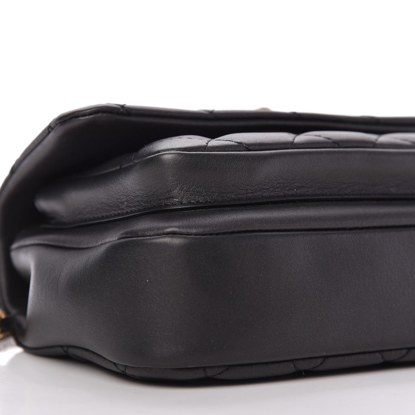 Calfskin Quilted Top Handle Flap Black