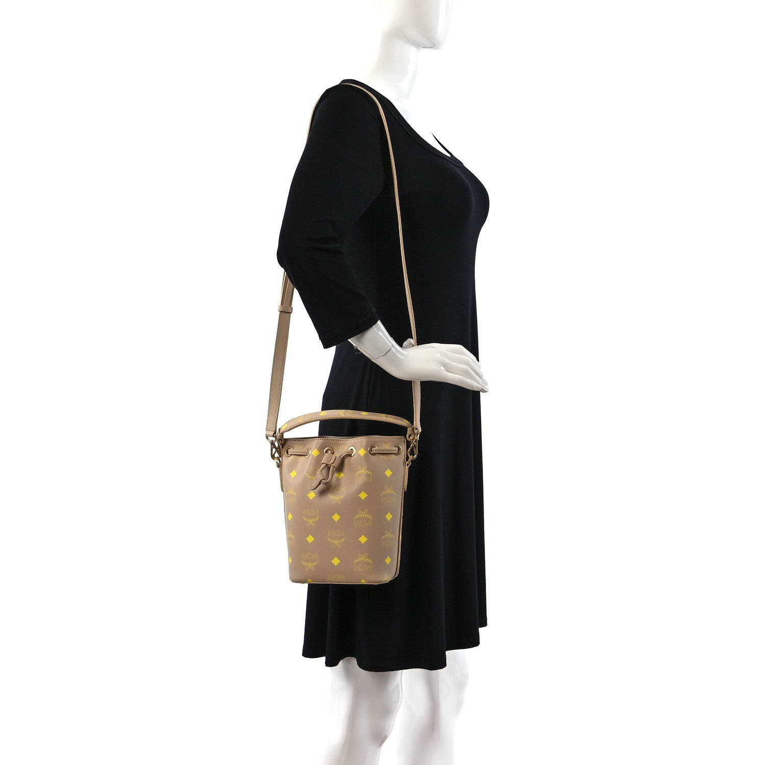 MCM Nappa Visetos Mini Pup Color Splash Drawstring Bag Croissant 2 of 12