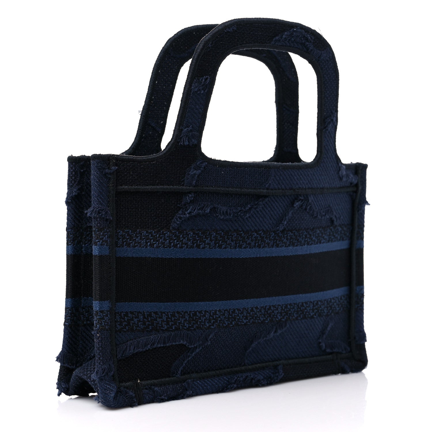 Christian Dior Canvas Embroidered Camouflage Mini Book Tote Blue 3 of 8