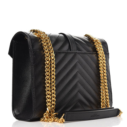 Saint Laurent Grain De Poudre Matelasse Chevron Medium Monogram Satchel Black 4 of 8