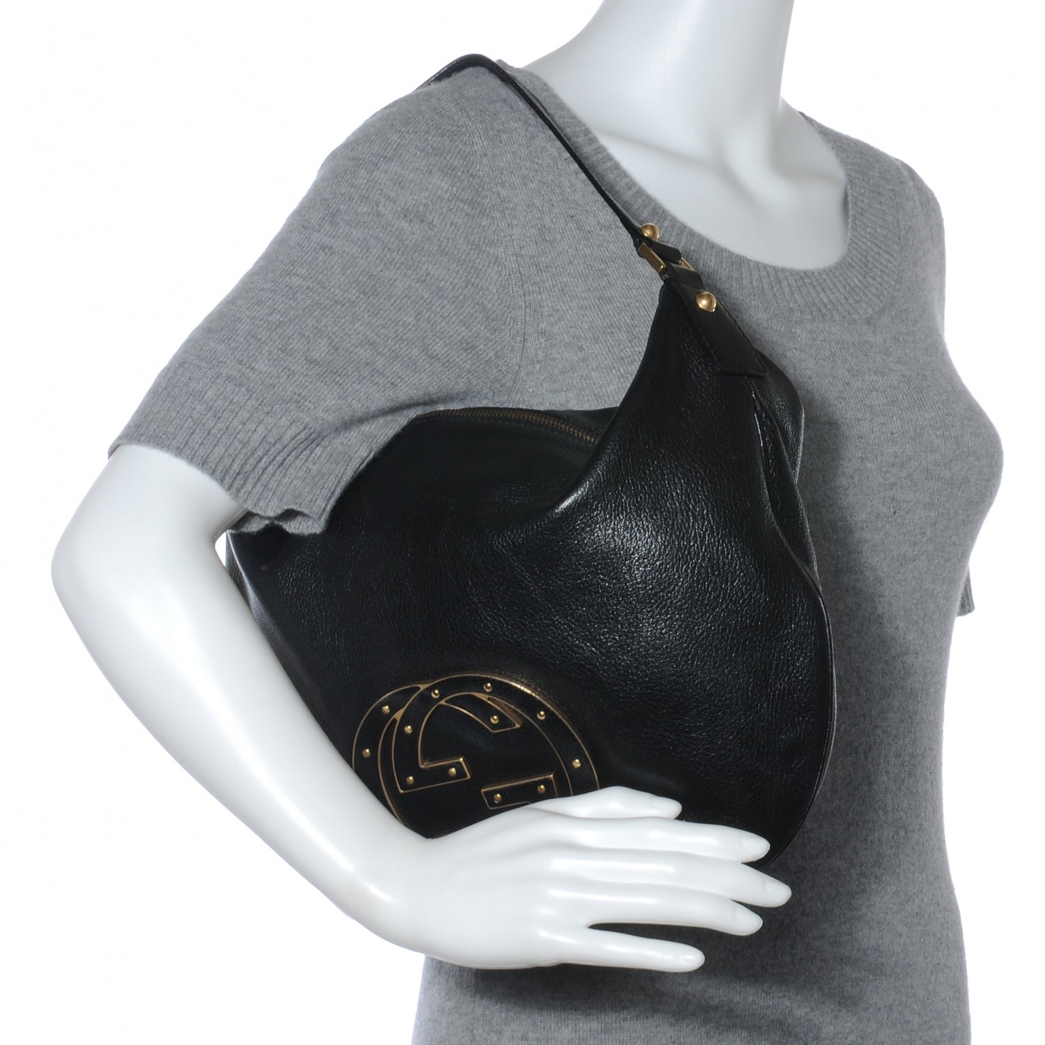 Gucci Leather Small Blondie Hobo Bag Black 2 of 7
