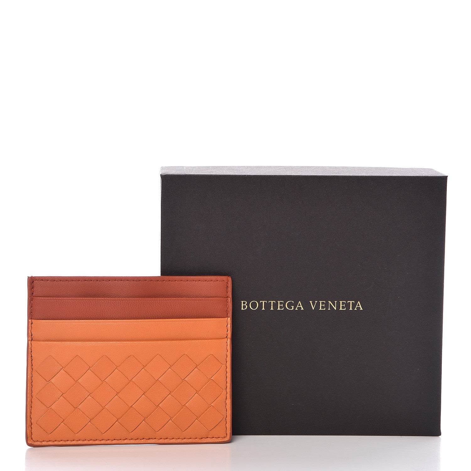 Bottega Veneta Nappa Intrecciato Two Tone Card Holder Orange 1 of 9