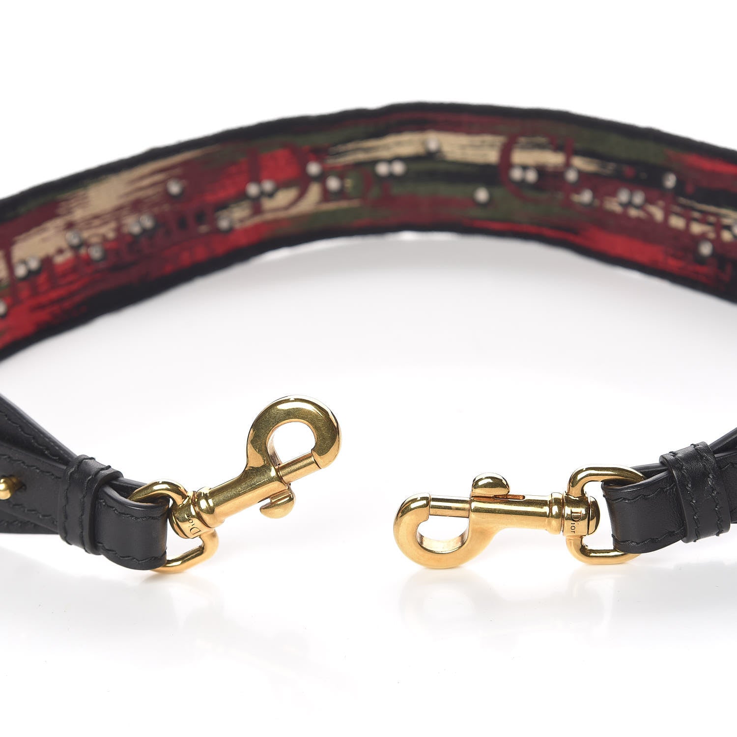 Christian Dior Canvas Embroidered Studded Bohemian Shoulder Strap Red 4 of 5