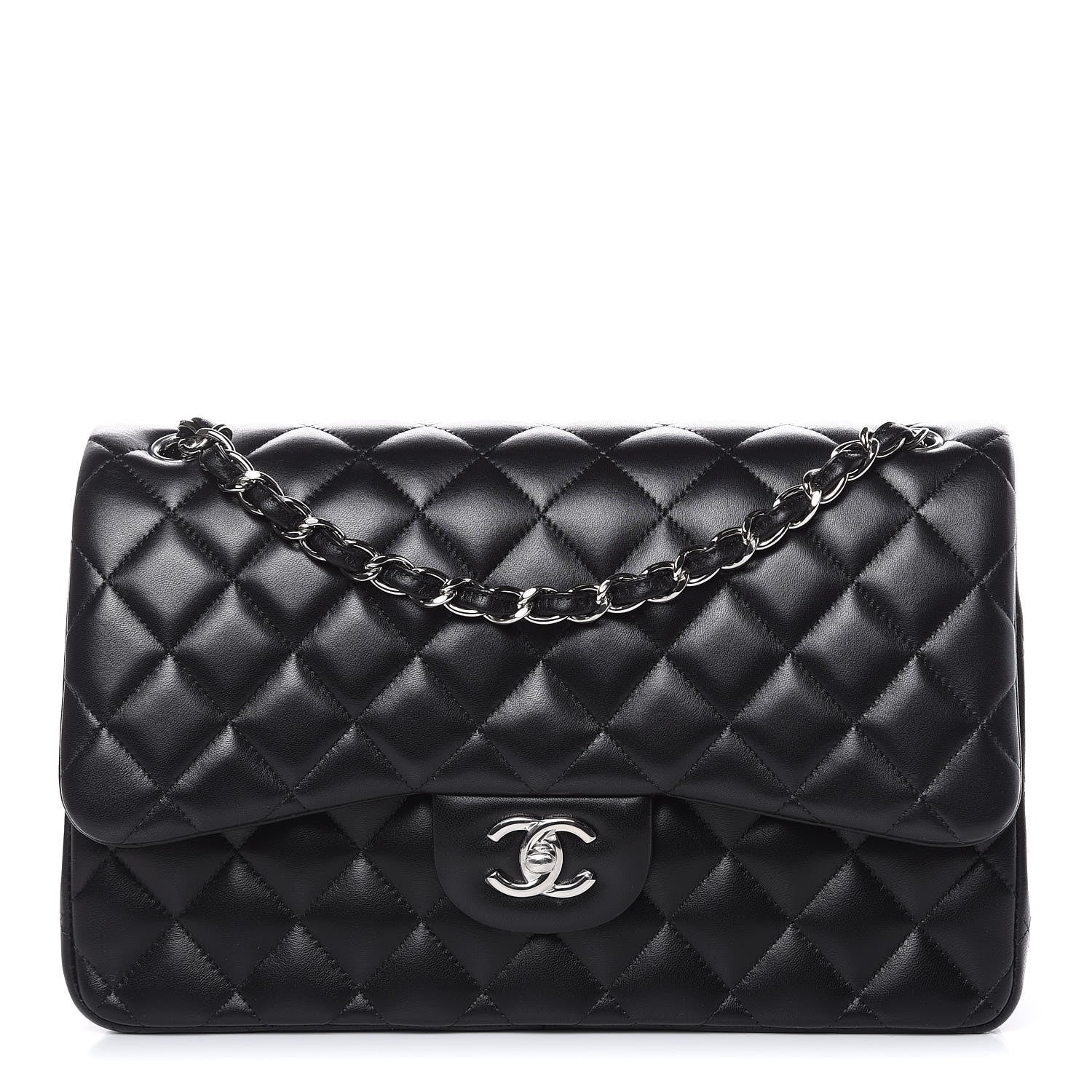 Chanel Lambskin Quilted Jumbo Double Flap Black 1 of 10