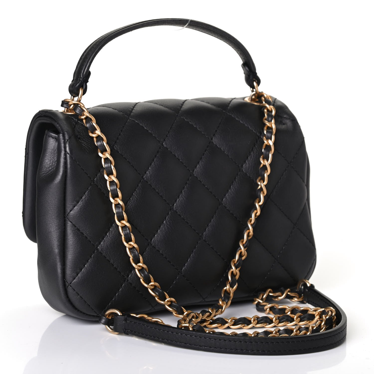 Chanel Calfskin Quilted Top Handle Flap Black 2 of 4
