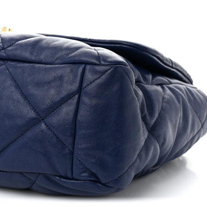 Chanel Goatskin Quilted Maxi Chanel 19 Flap Dark Blue 10 of 10