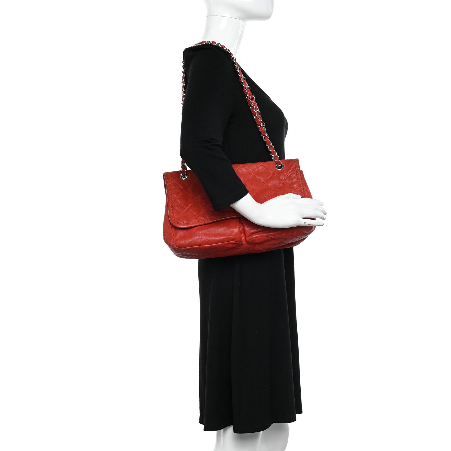 Chanel Grained Calfskin Medium Natural Beauty Flap Red 2 of 13