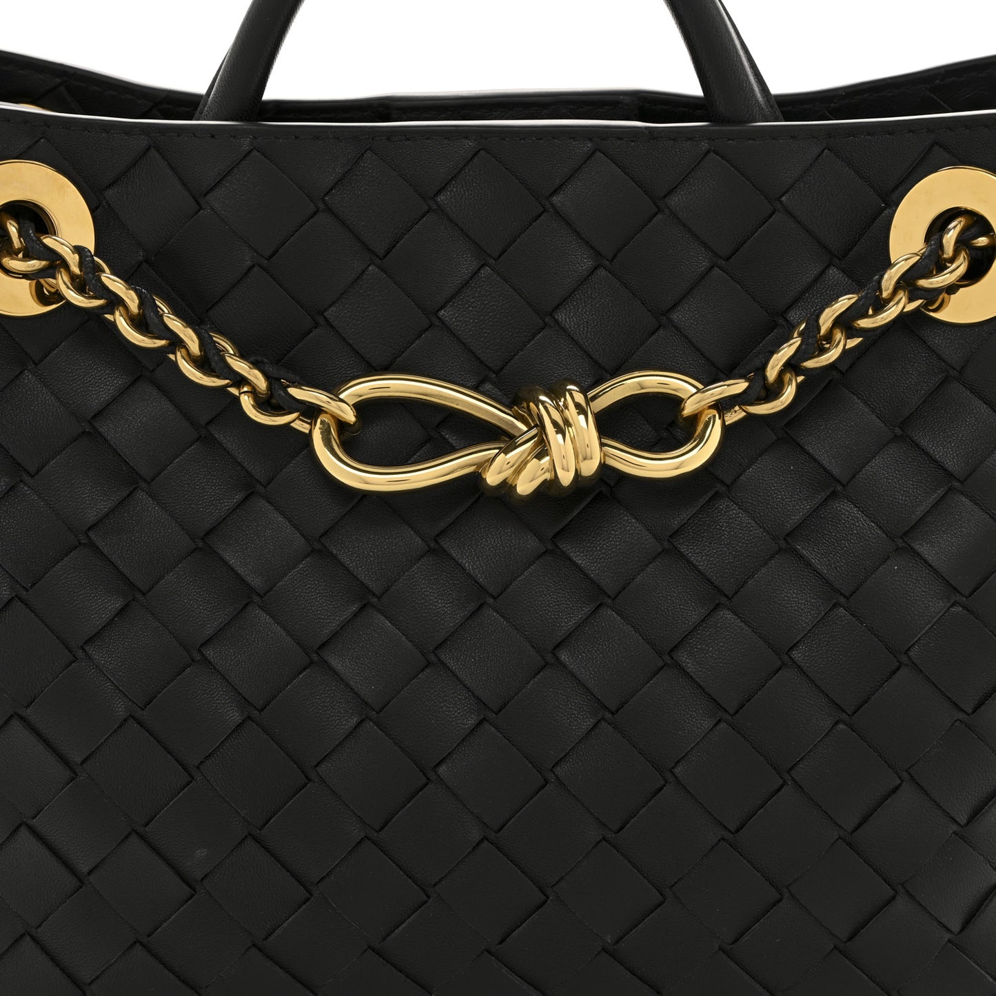 Nappa Intrecciato Small Andiamo With Chain Shoulder Bag Black