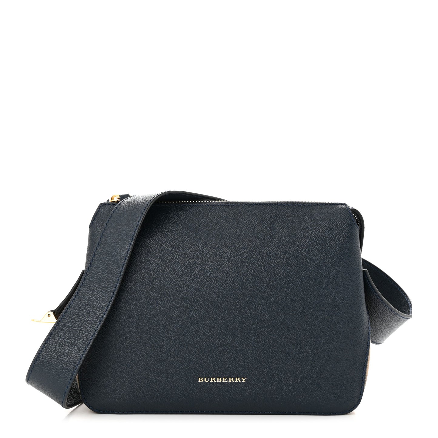 Soft Grain Calfskin House Check Small Helmsley Crossbody Blue Carbon