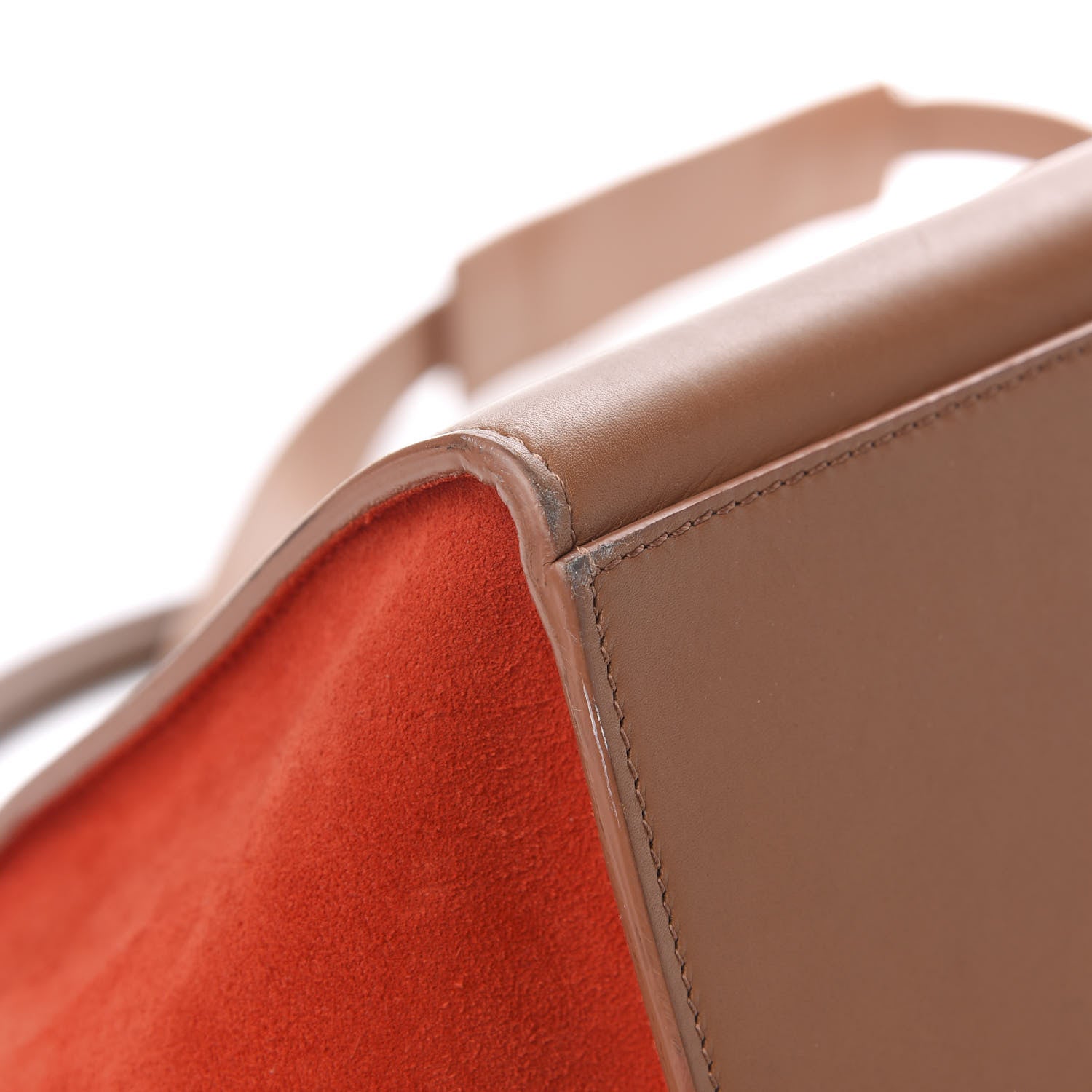 Celine Natural Calfskin Suede Medium Bi-Color Trapeze Tan 9 of 18