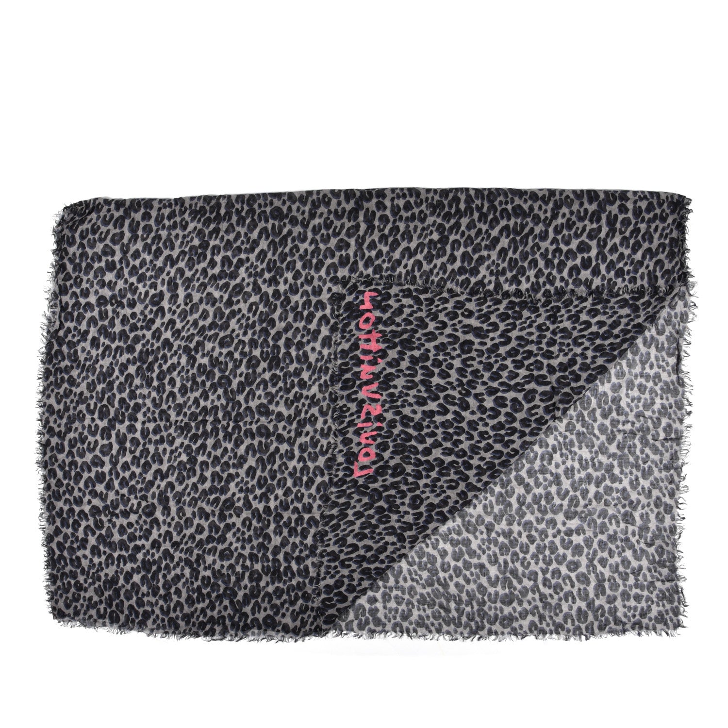 Louis Vuitton Cashmere Silk Leopard Etole Stole Grey 3 of 8