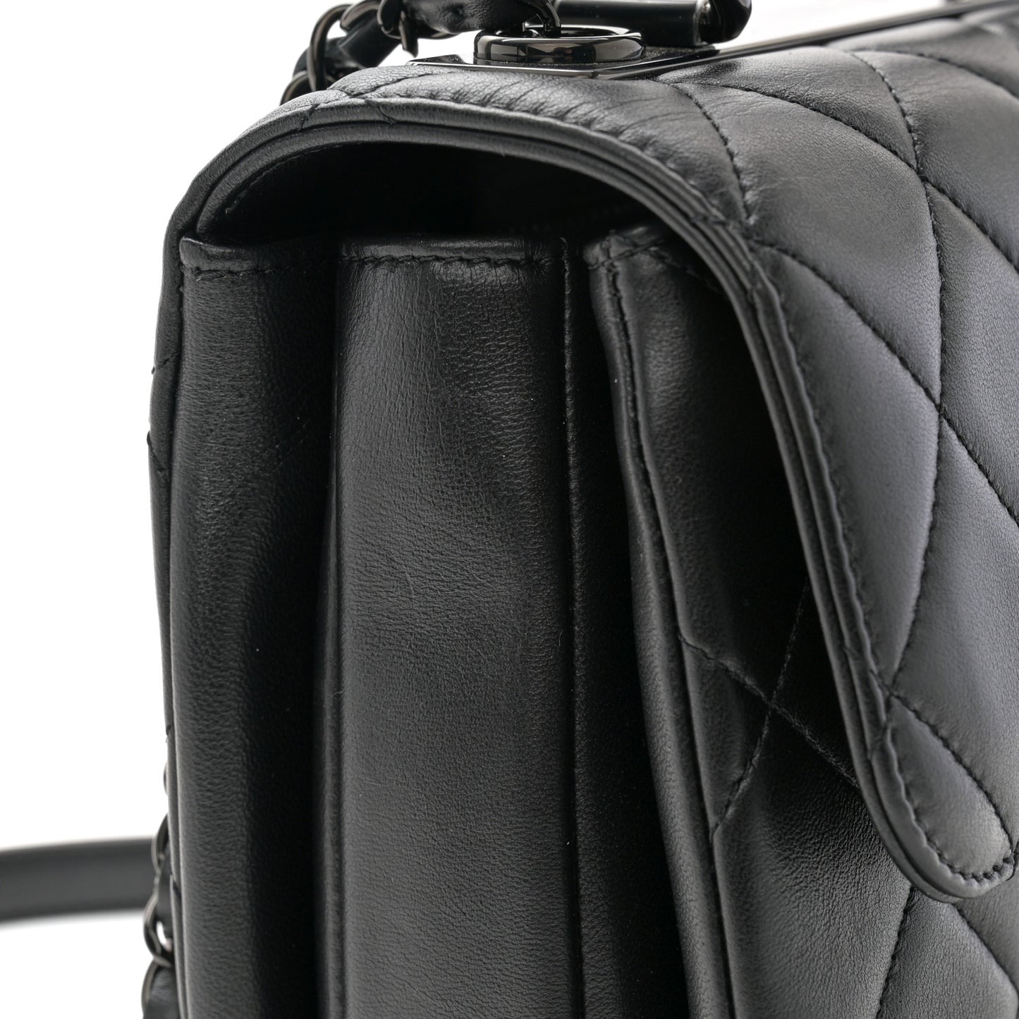 Lambskin Quilted Small Trendy CC Dual Handle Flap Bag So Black