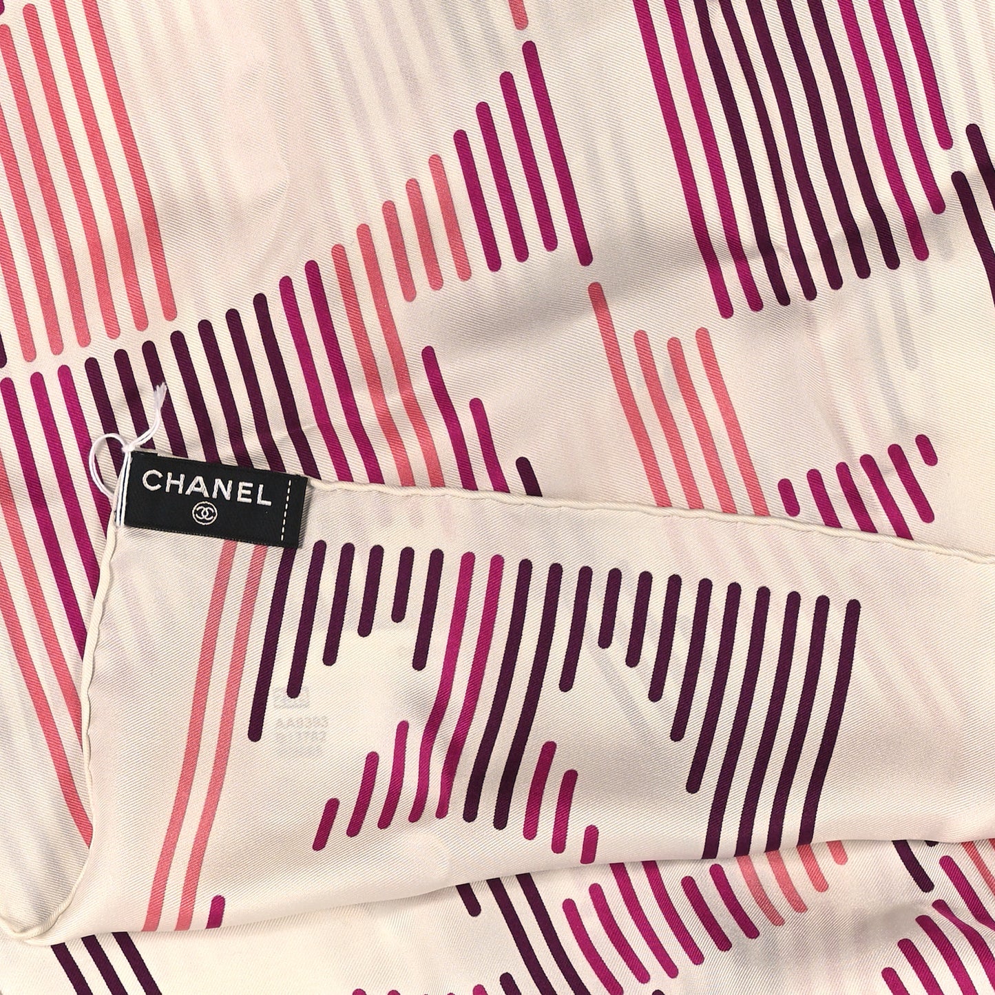 Silk CC Logo Square Scarf Ecru Purple Pink Burgundy