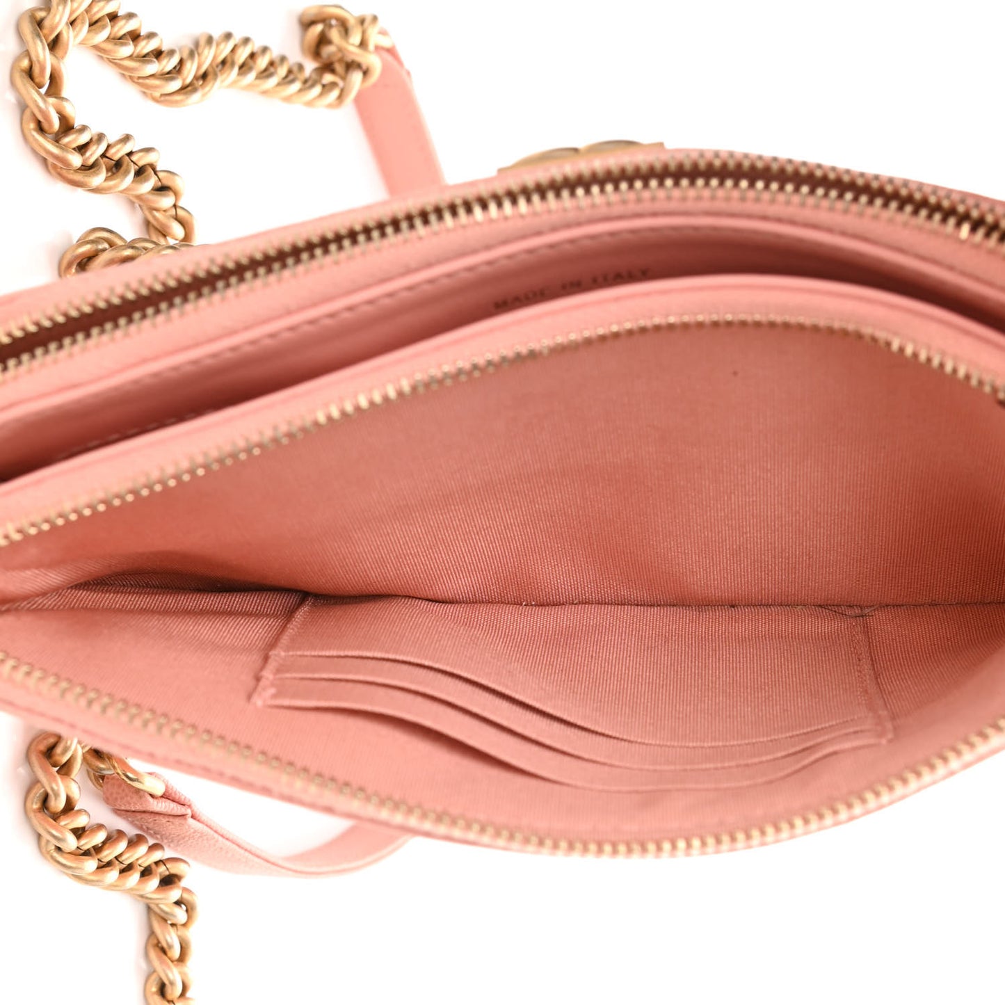 Caviar Quilted Small Boy Clutch With Chain Light Pink