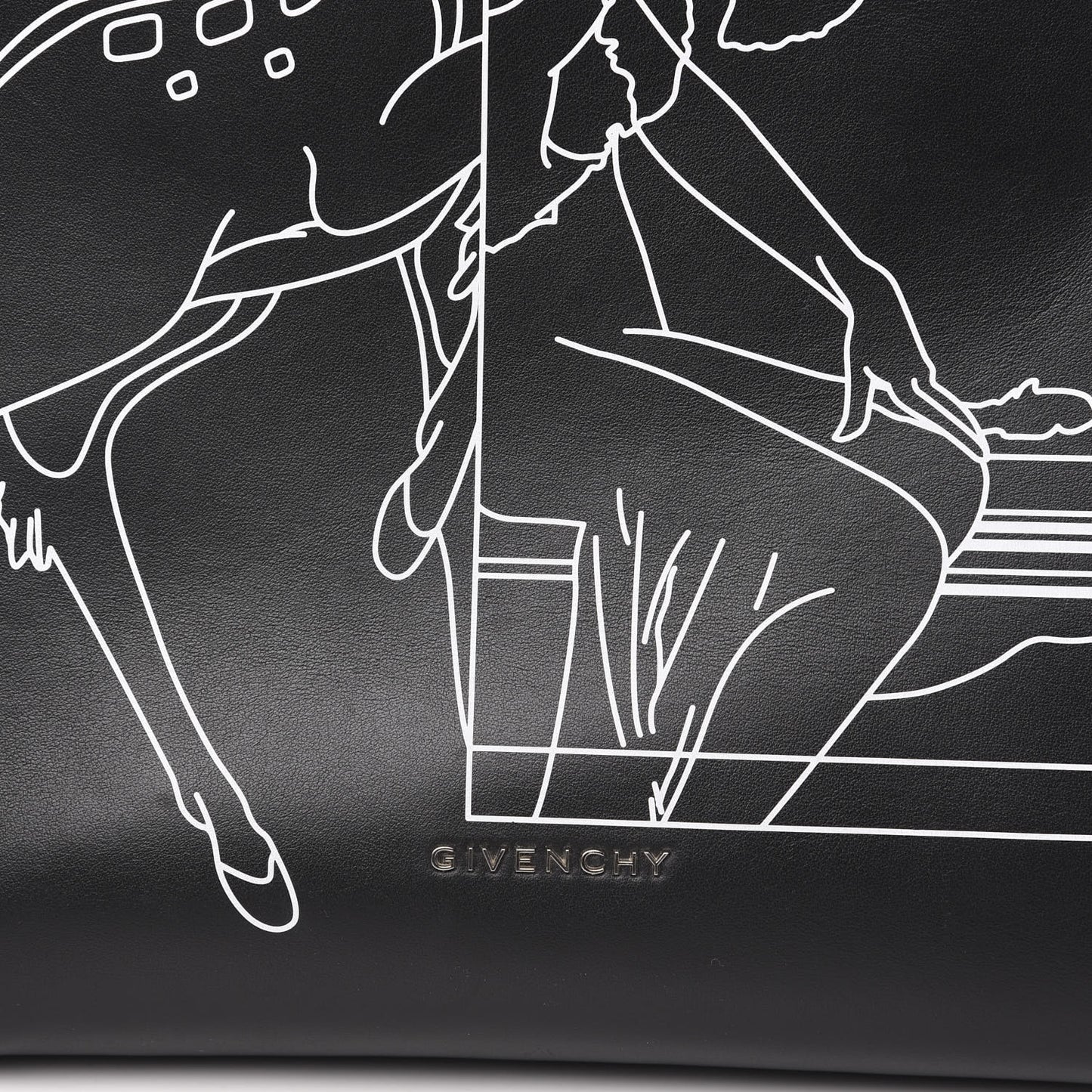 Calfskin Bambi Print Medium Stargate Shopper Tote Black