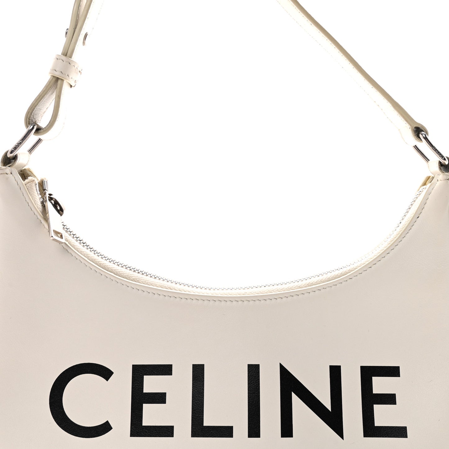 Smooth Calfskin Ava Logo Shoulder Bag White