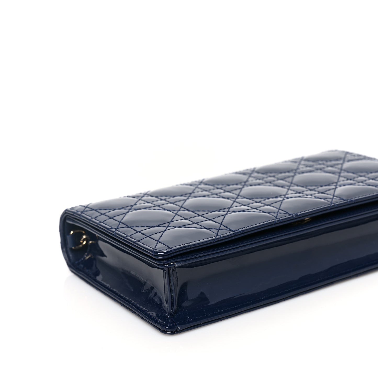 Patent Cannage Lady Dior Convertible Clutch Navy