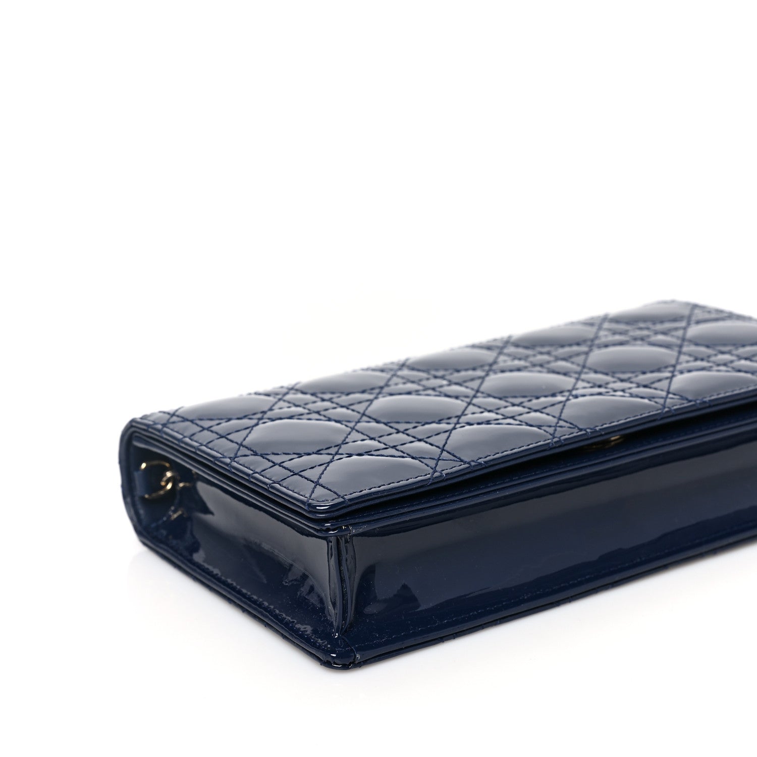 Christian Dior Patent Cannage Lady Dior Convertible Clutch Navy 8 of 10