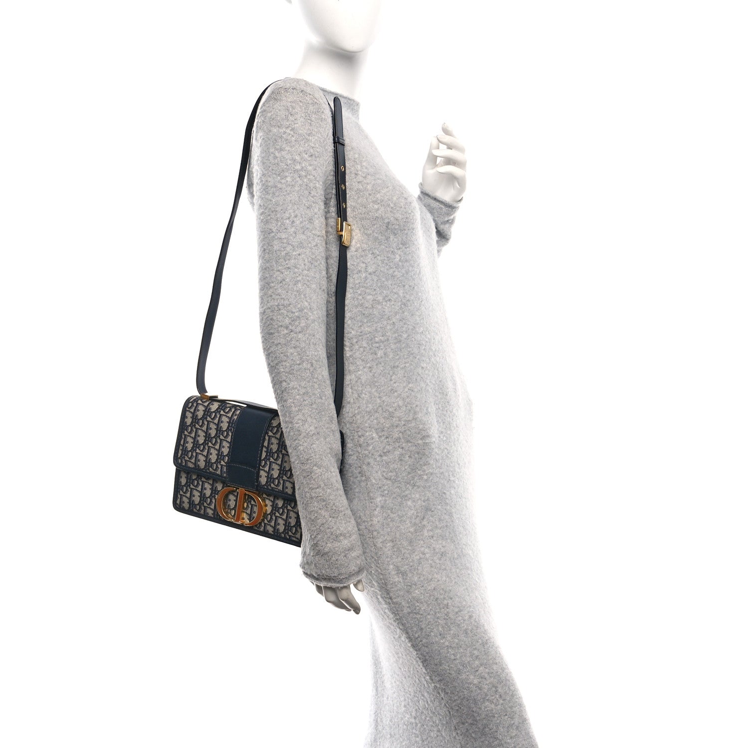 Christian Dior Oblique 30 Montaigne Flap Bag Blue 2 of 10