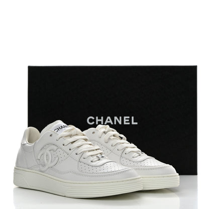 Chanel Calfskin CC Womens Sneakers 37 White 10 of 10