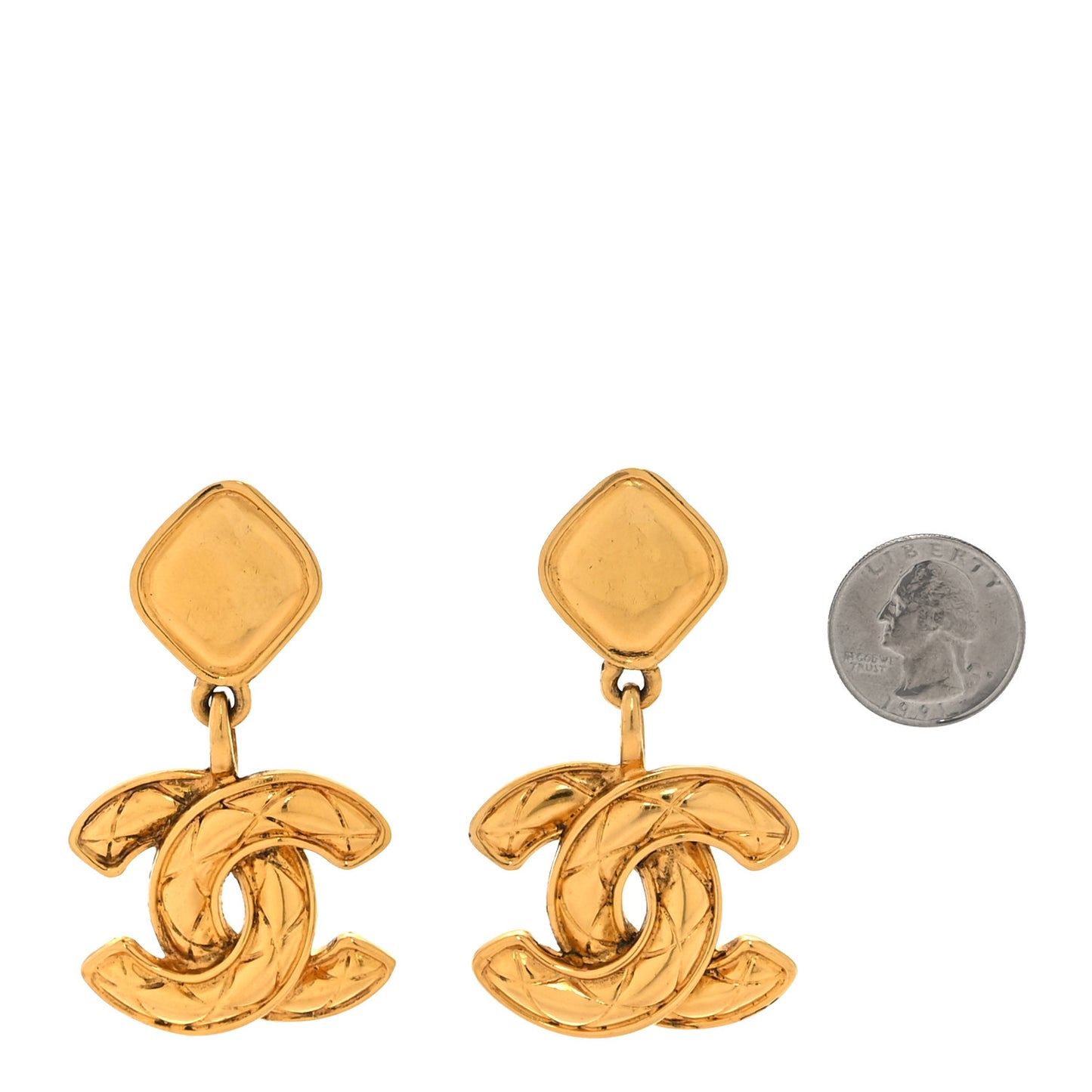 Textured CC Clip On Earrings Gold