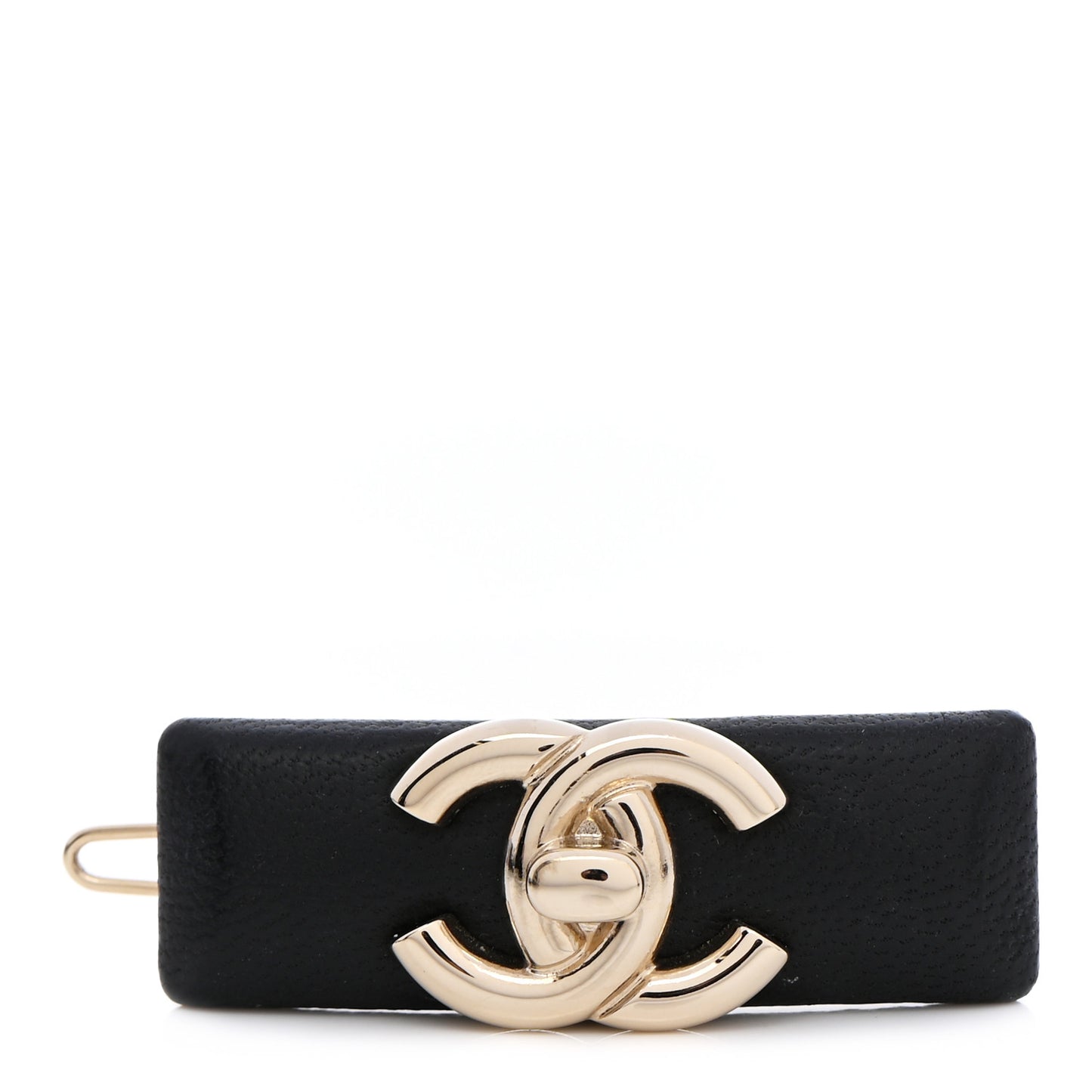 Lambskin Turnlock CC Hair Clip Barrette Black
