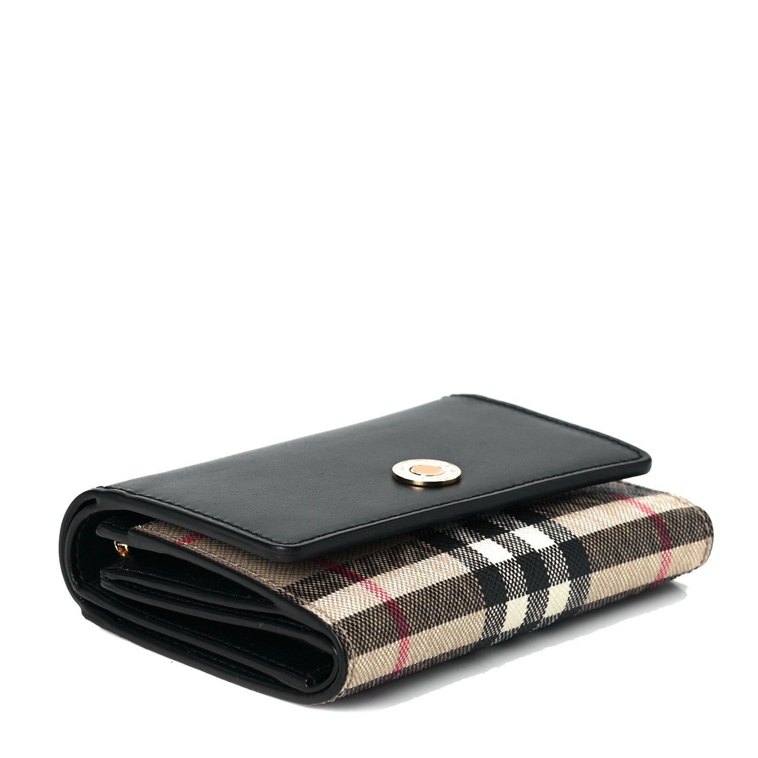 Burberry Calfskin House Check Compact Wallet Black 3 of 7