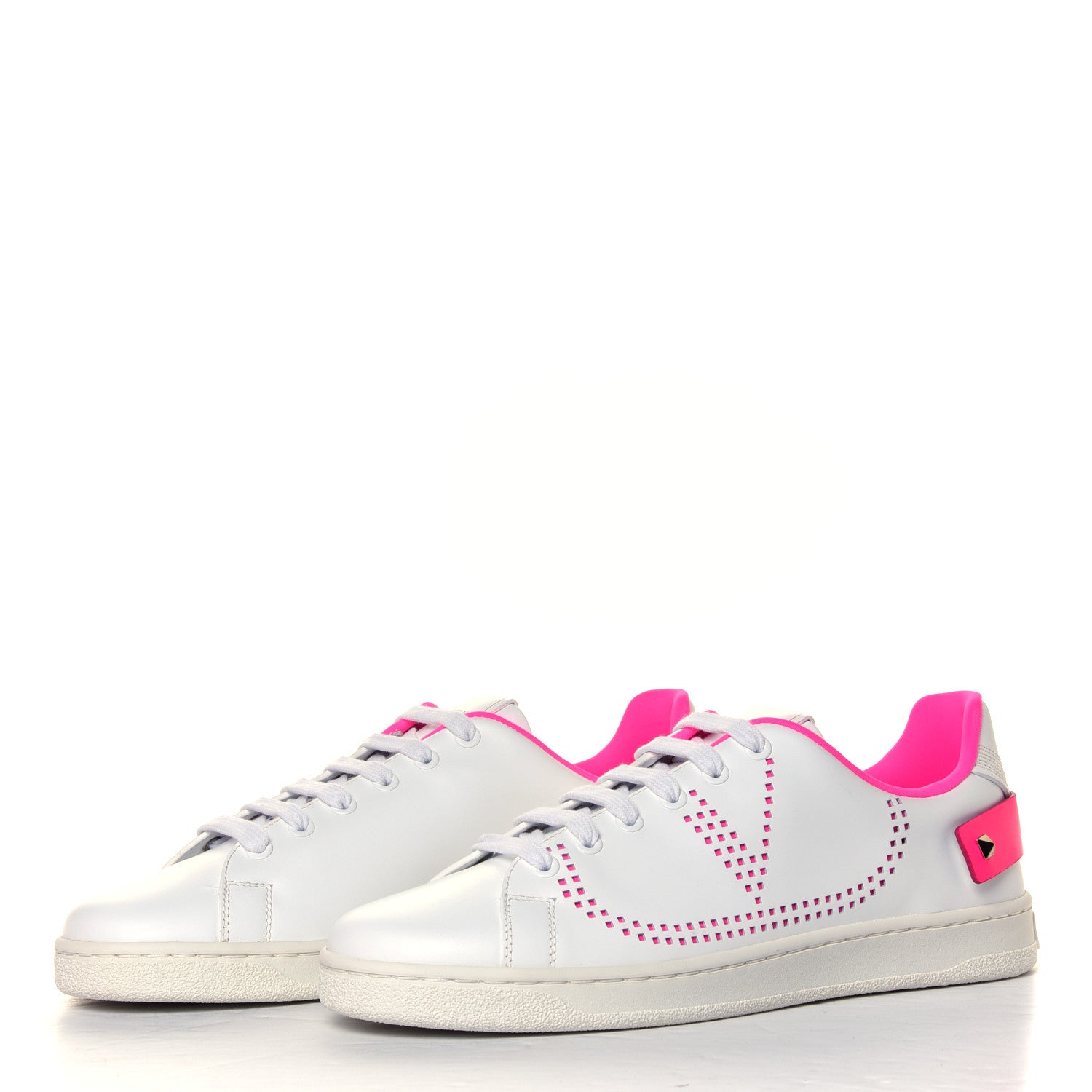 Valentino Garavani Calfskin Womens Backnet Sneakers 38.5 White Fuchsia 3 of 6