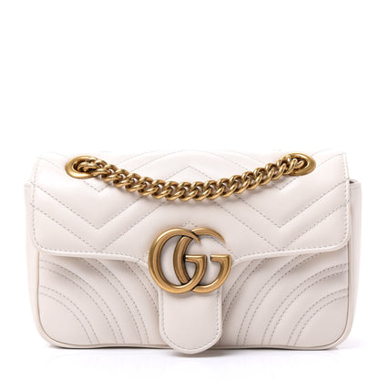 Gucci Calfskin Matelasse Mini GG Marmont Shoulder Bag White 1 of 10