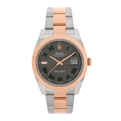 Rolex Stainless Steel 18K Everose Gold 41mm Oyster Perpetual Wimbledon Datejust Watch Slate 126331 1 of 5