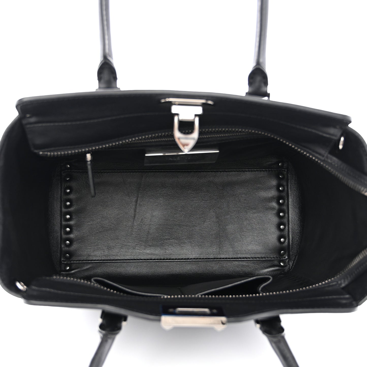 Vitello Rockstud Double Handle Tote Black