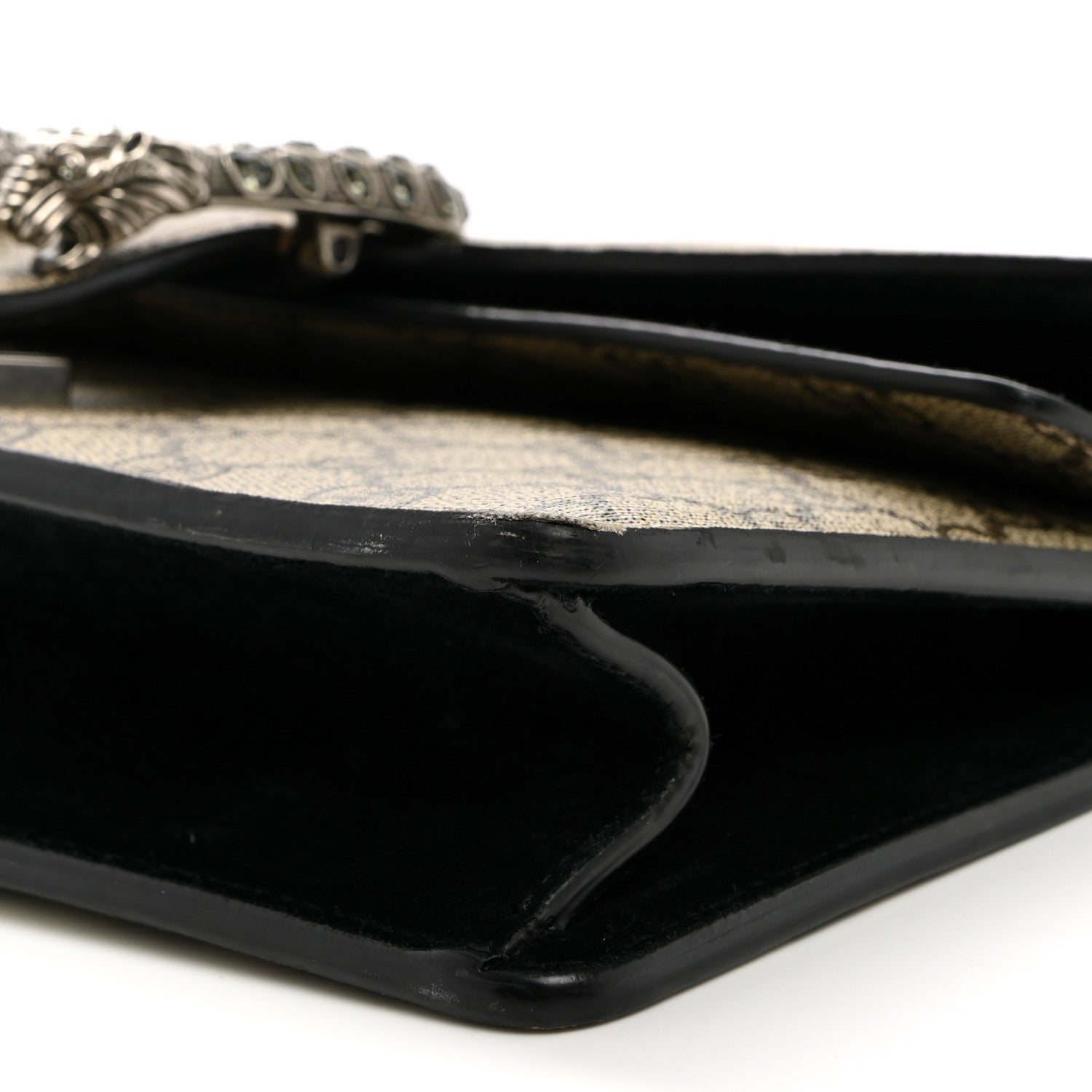 Gucci GG Supreme Monogram Suede Crystal Small Dionysus Shoulder Bag Beige Ebony Black 9 of 10