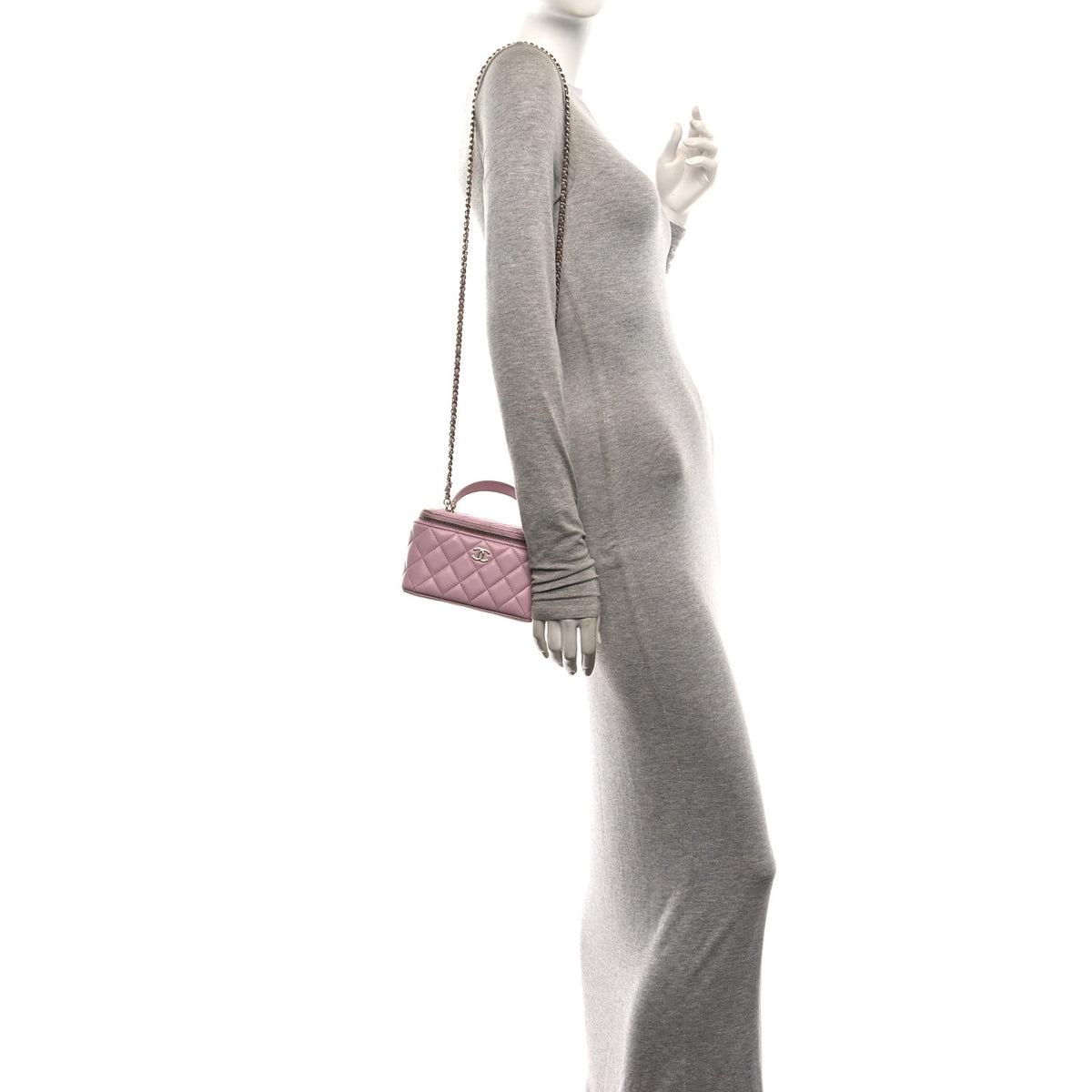 Chanel Lambskin Quilted Small Top Handle Vanity Case With Chain Light Pink 2 of 12