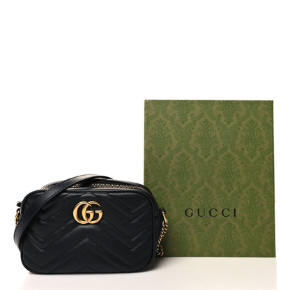 Gucci Calfskin Matelasse Mini GG Marmont Chain Shoulder Bag Black 11 of 11