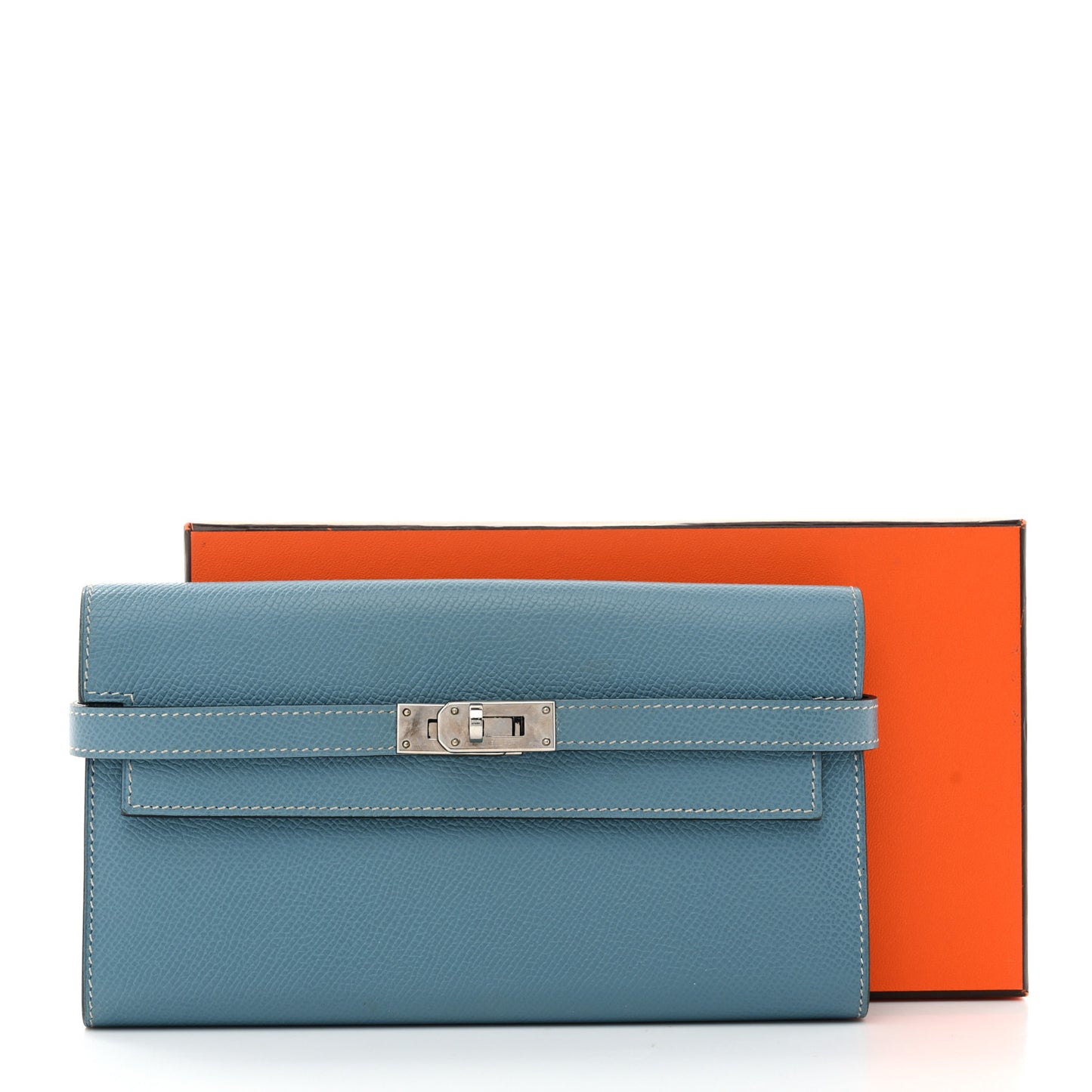 Epsom Kelly Longue Wallet Blue Jean