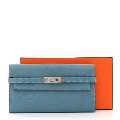 Hermes Epsom Kelly Longue Wallet Blue Jean 7 of 7