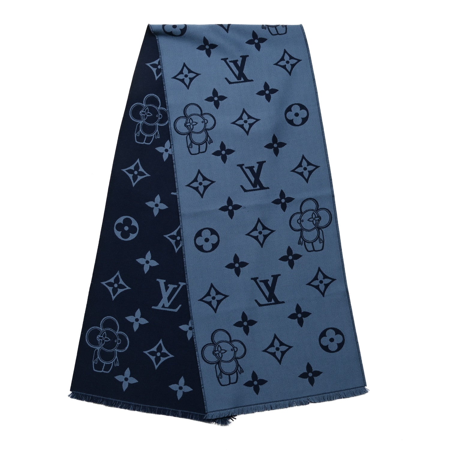 Louis Vuitton Wool Monogram Vivienne Scarf Navy 2 of 3