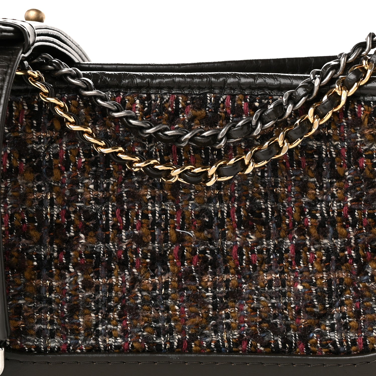 Chanel Tweed Calfskin Quilted Small Gabrielle Hobo Brown 8 of 10