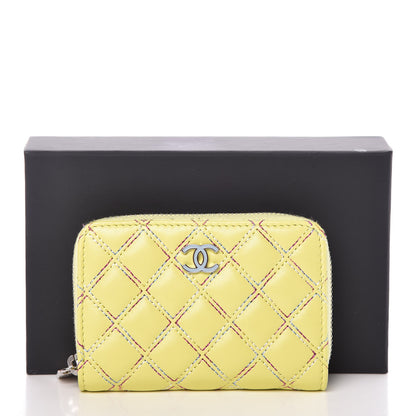Chanel Lambskin Quilted Zip Card Holder Yellow 13 of 13