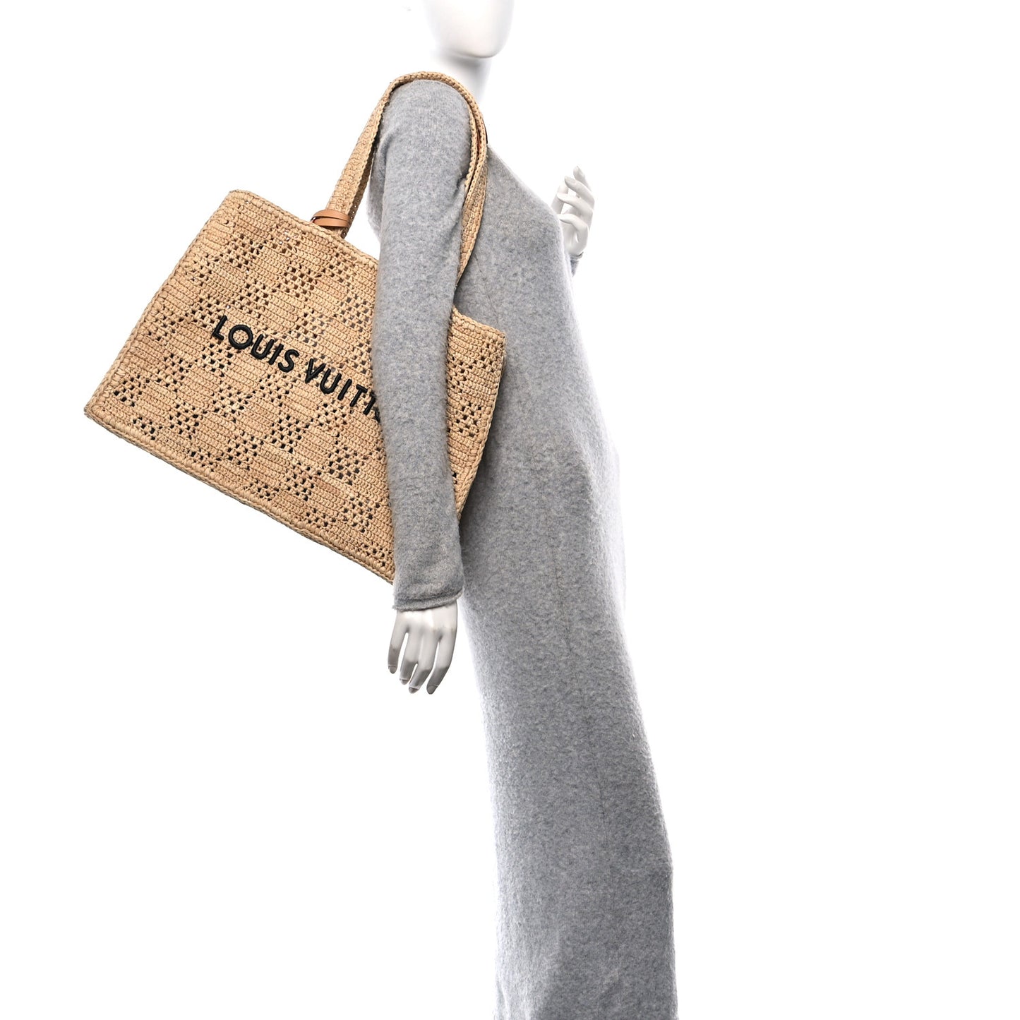 Damier Raffia Summer Shopper Tote MM Natural Beige