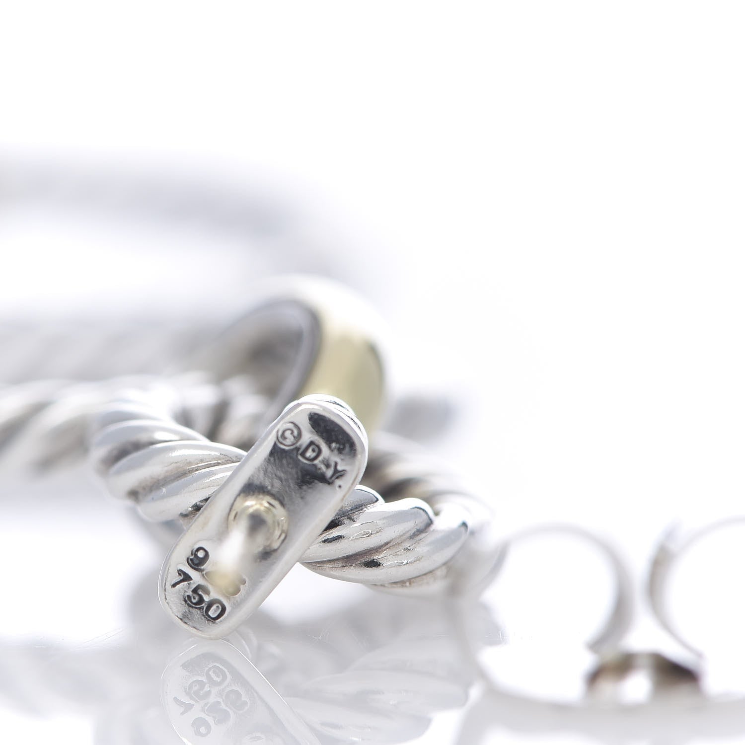 David Yurman Sterling Silver 18K Yellow Gold Cable Classics Doorknocker Earrings 3 of 3