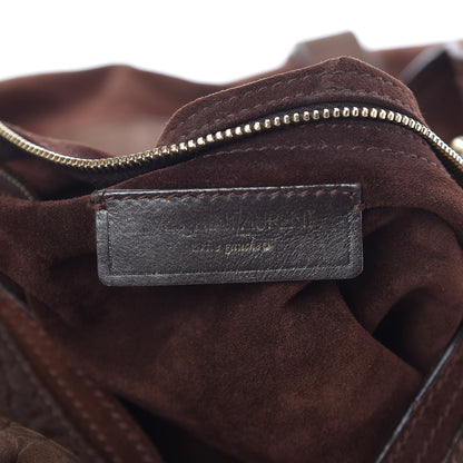 Saint Laurent Nubuck Crocodile Embossed Large Muse Two Brown 6 of 10