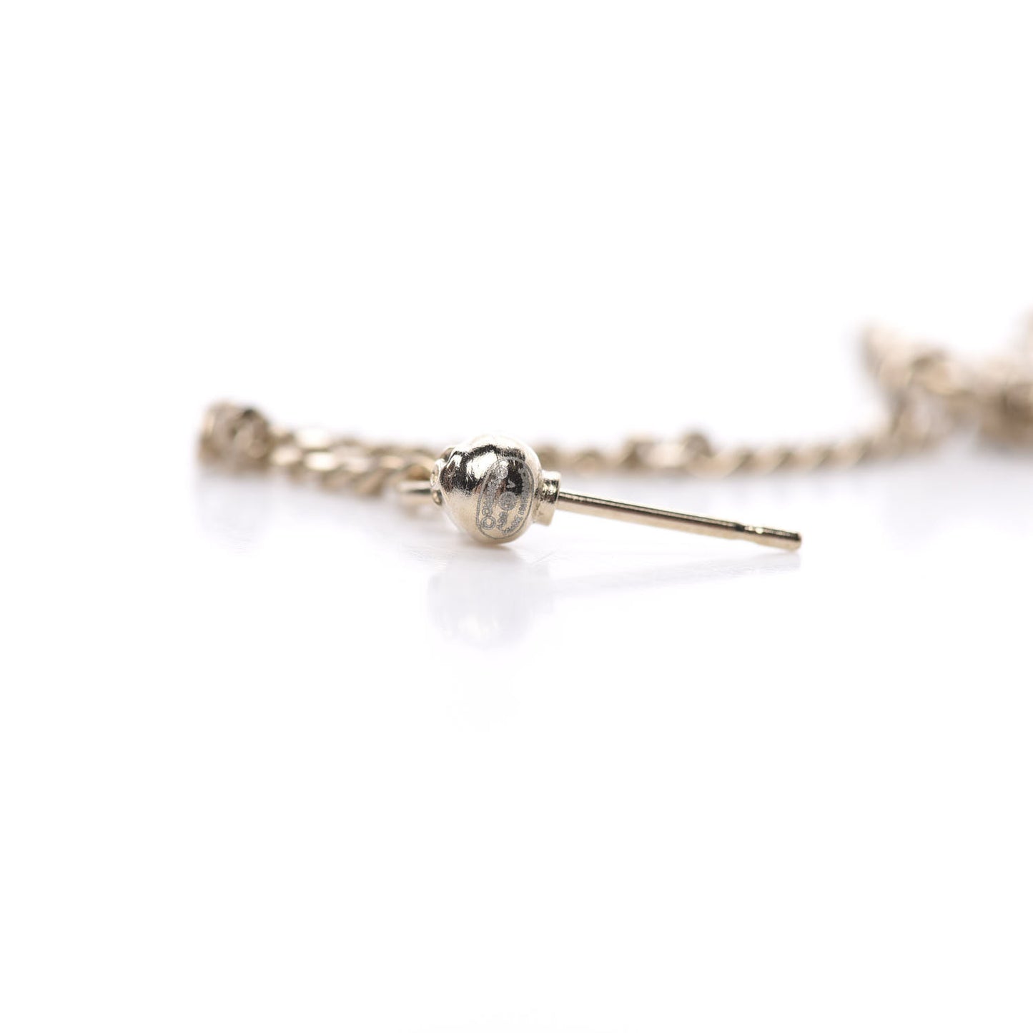 Crystal CC Drop Earrings Pink Grey Gold