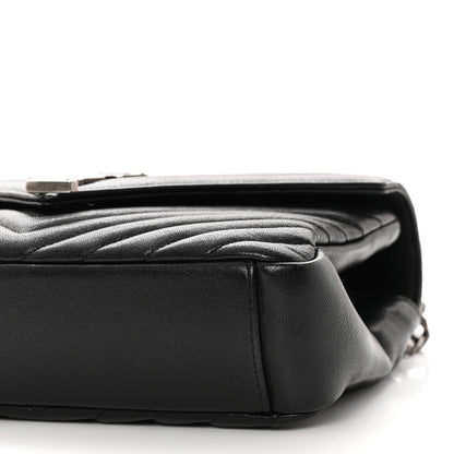 Saint Laurent Sheepskin Matelasse Chevron Monogram Medium College Bag Black 9 of 9