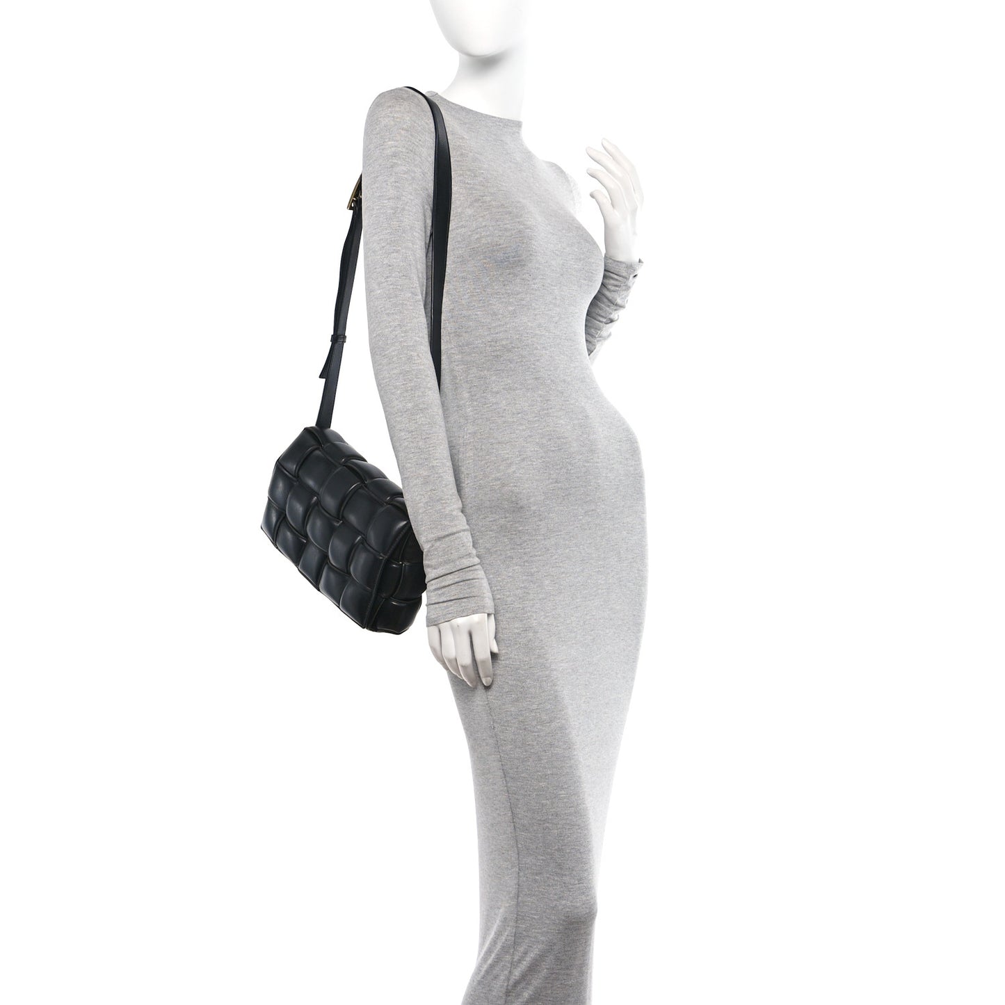 Nappa Maxi Intreccio Padded Cassette Crossbody Bag Black