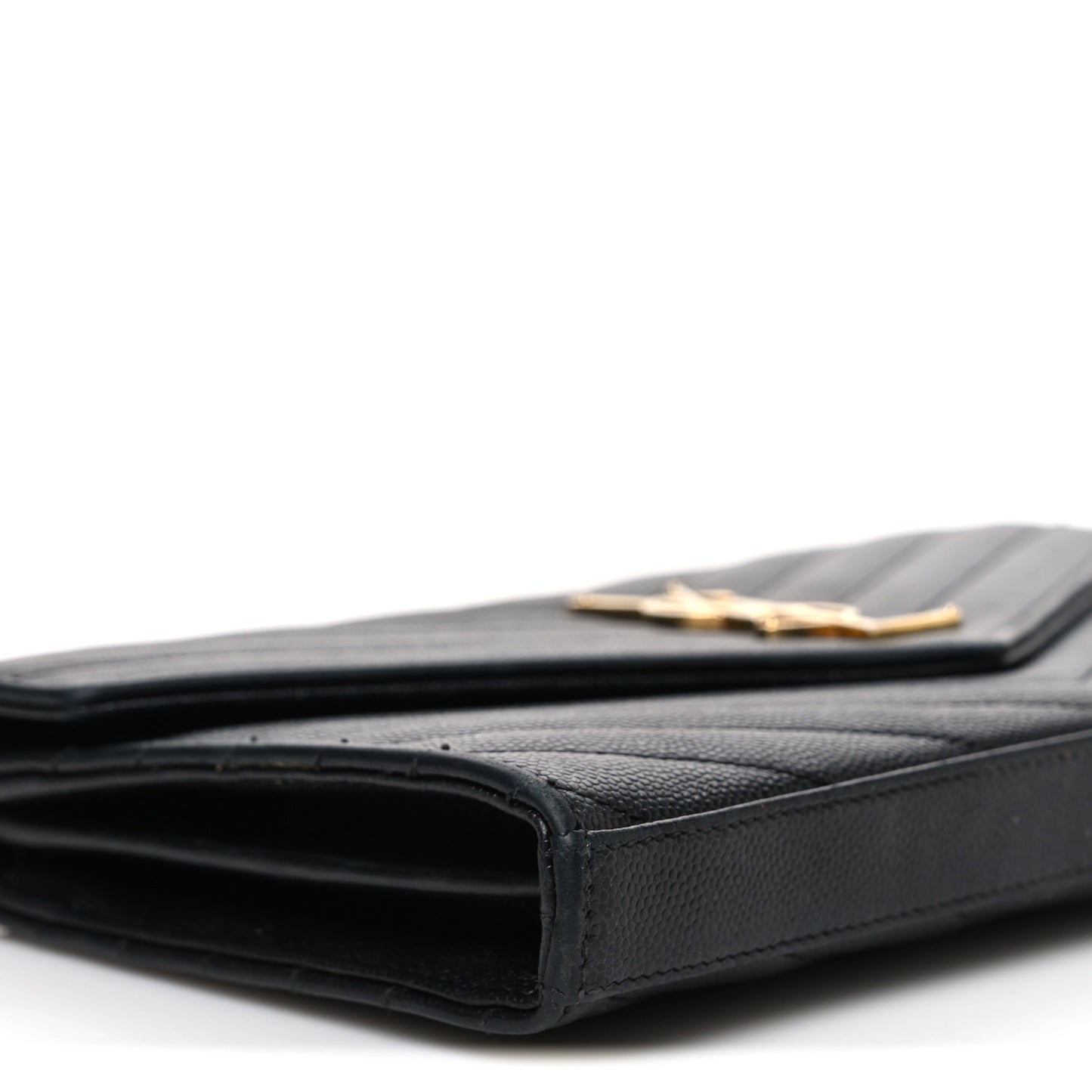 Grain De Poudre Matelasse Chevron Monogram Chain Wallet Black